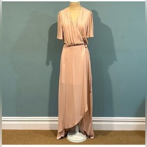 Show Me Your Mumu Sophia Wrap Dress in Dusty Blush Crisp size XLarge